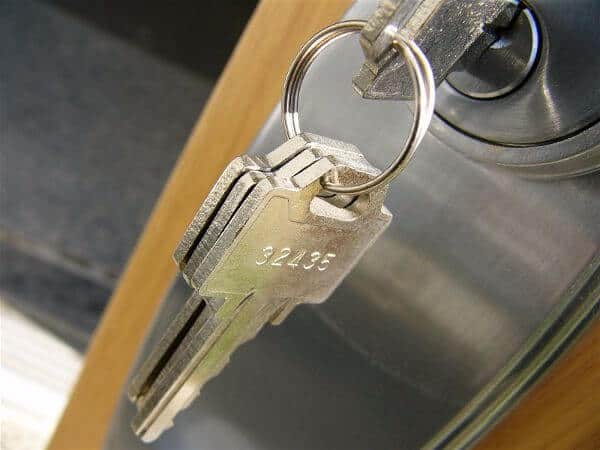keys with lock on outside door